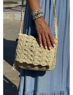 Bandolera entramada cuadrada beige