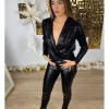 Body efecto lentejuela negro