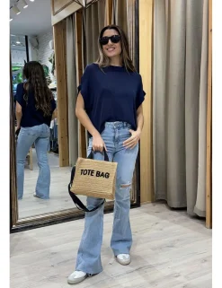 Bolso rafia pequeño Tote Bag tostado