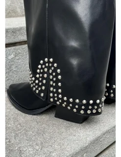 Botas polaina tachas símil piel negras