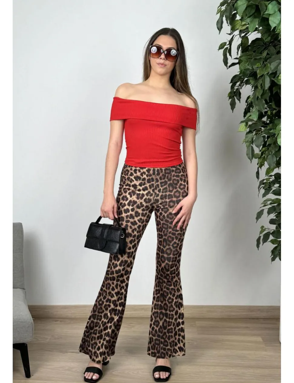 Camiseta bardot canalé roja