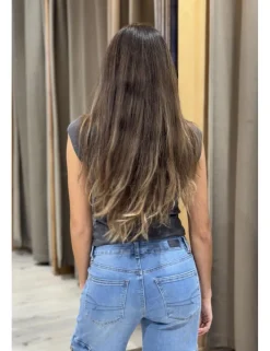Camiseta frunce jaspeada gris marengo