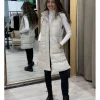 Chaleco largo efecto piel acolchado beige