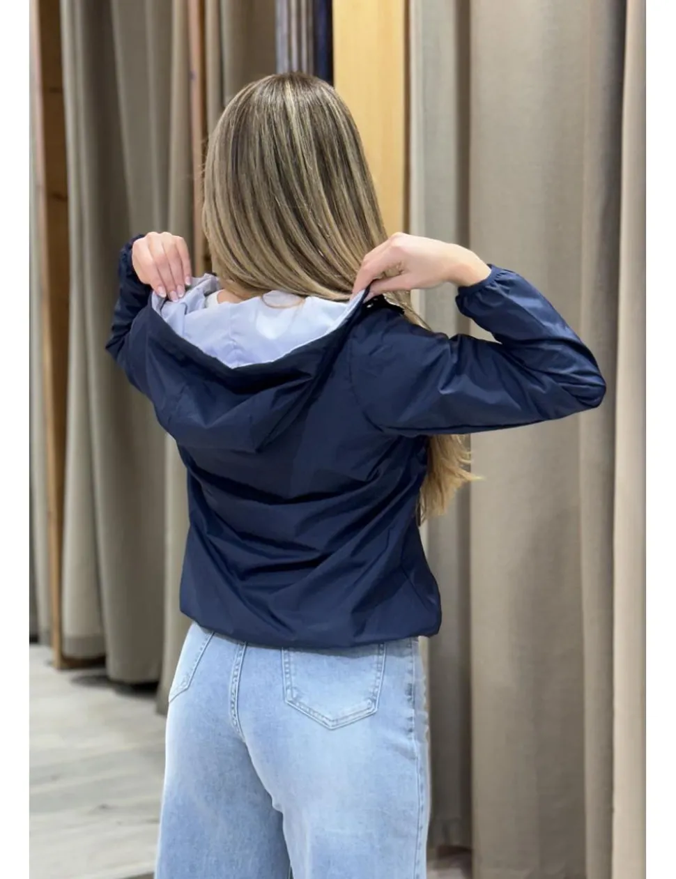 Chaqueta bomber reversible marino-celeste