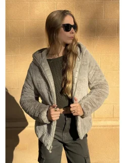 Chaqueta reversible con capucha beige