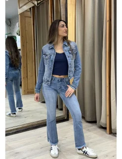 Chaqueta tejana brillos azul denim