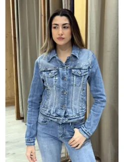 Chaqueta tejana brillos azul denim
