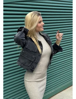 Chaqueta tejana cargo negra