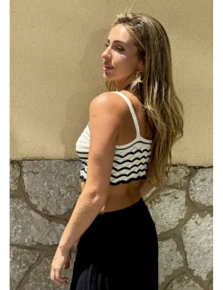 Crop top crochet crudo-negro