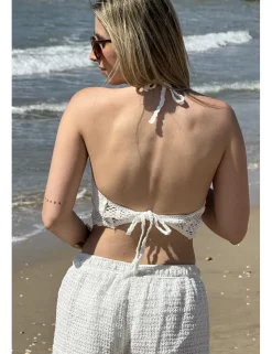 Crop top ganchillo blanco