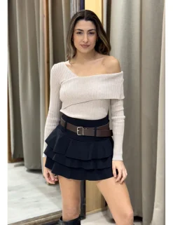 Falda mini volantes negro