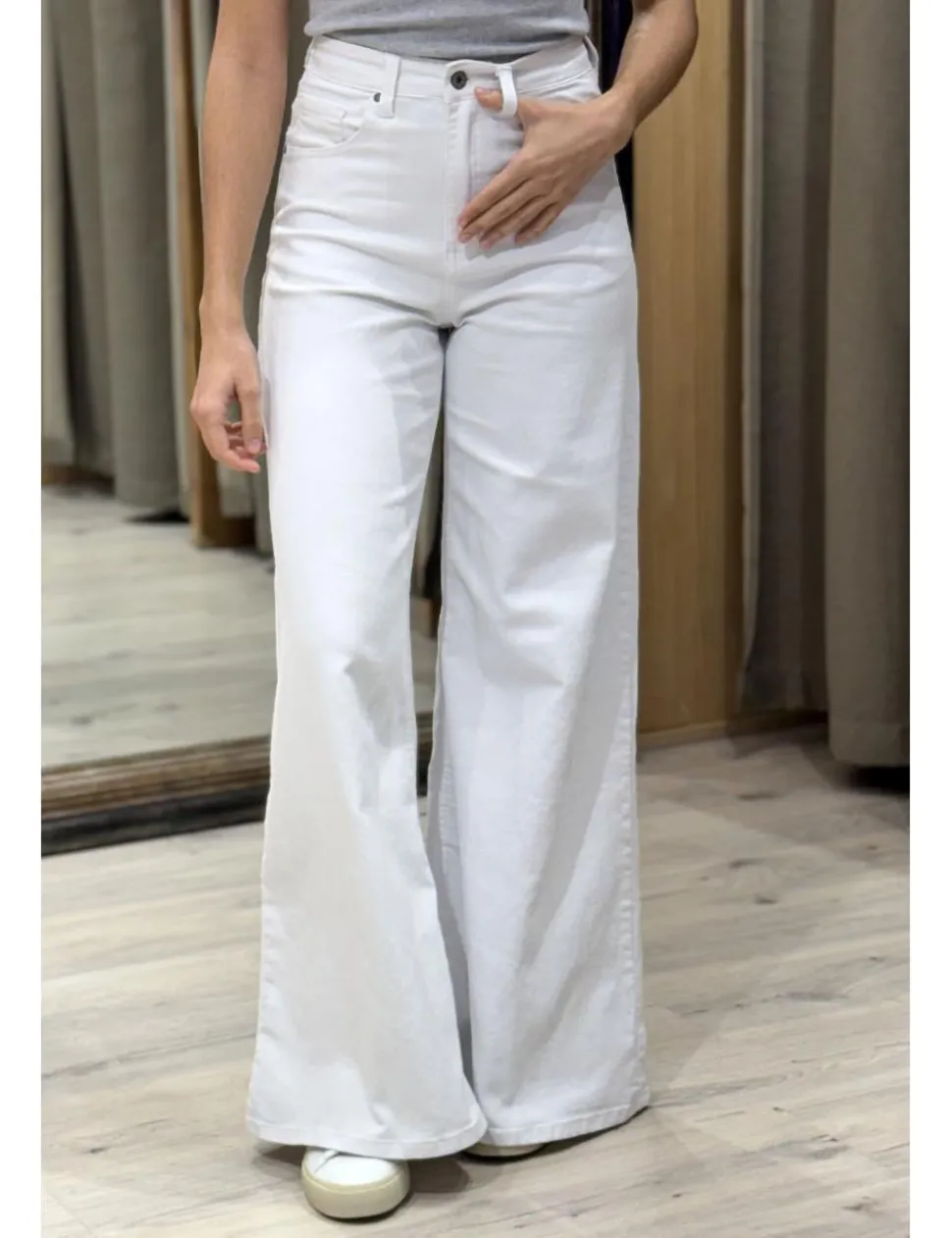 Jeans super wide leg blanco