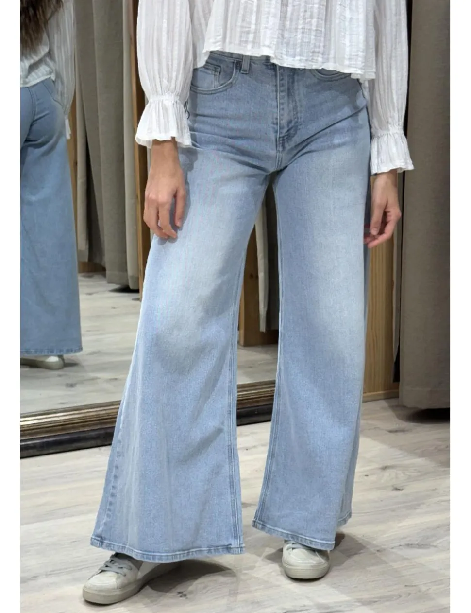 Jeans wide leg palazzo azul