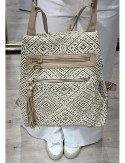 Mochila hilo-lurex crudo-oro