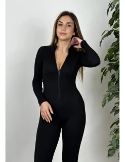 Mono deportivo Push-Up con cremallera negro
