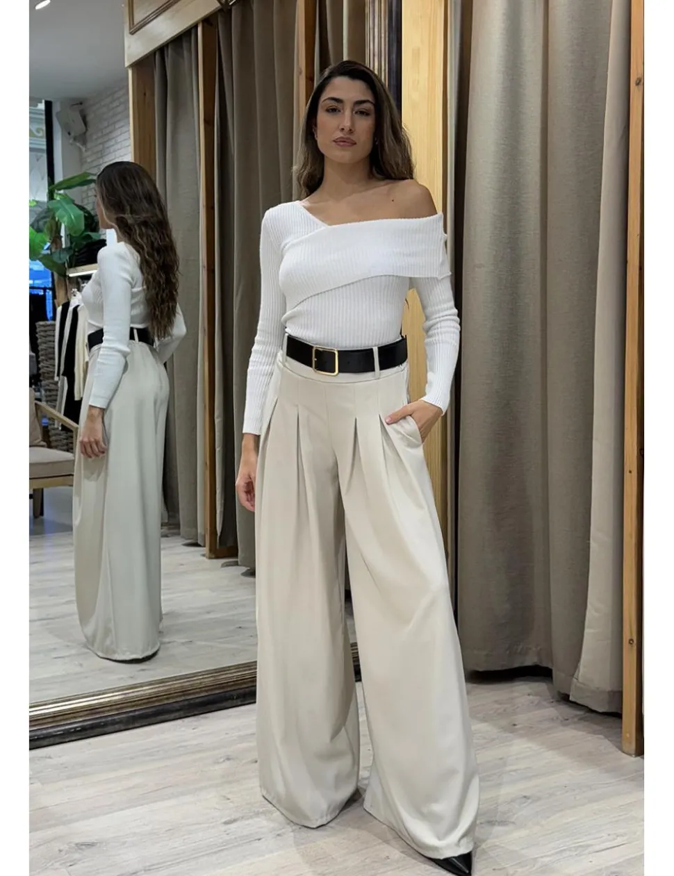 Palazzo pinzas beige