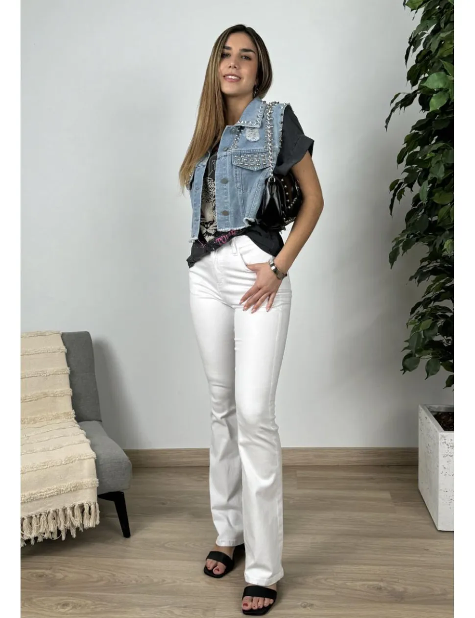 Pantalón campana blanco