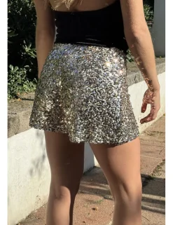 Short lentejuelas dorado
