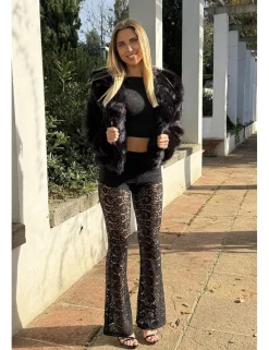 Top lurex corto negro