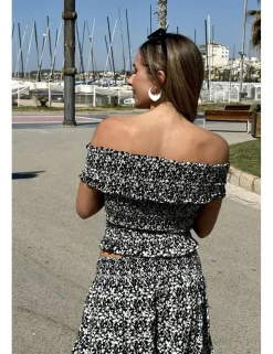Top nido de abeja negro-blanco