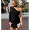 Vestido asimétrico lúrex negro