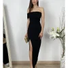 Vestido asimétrico midi negro