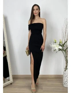 Vestido asimétrico midi negro
