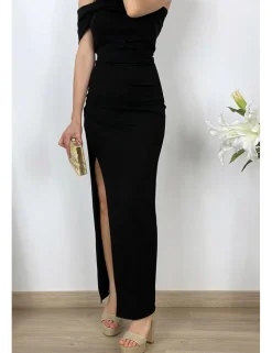 Vestido asimétrico midi negro