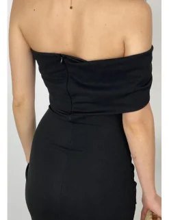 Vestido asimétrico midi negro