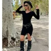 Vestido canalé corto negro