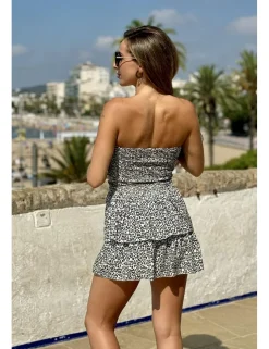 Vestido corto animal print blanco-negro