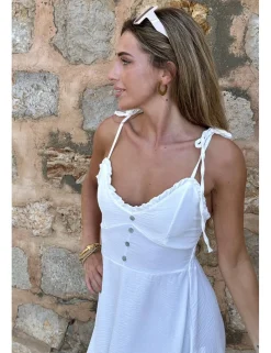 Vestido corto crepón blanco