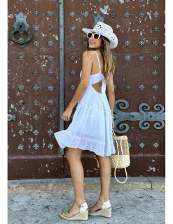 Vestido corto ibicenco blanco