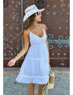 Vestido corto ibicenco blanco