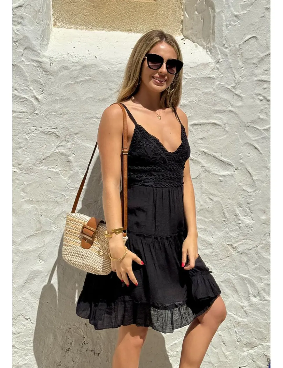 Vestido corto ibicenco negro