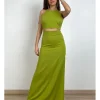 Vestido cutout verde pistacho