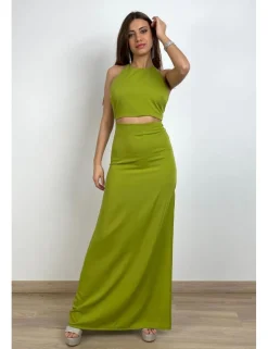 Vestido cutout verde pistacho