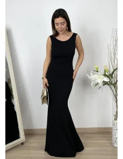 Vestido largo ajustado negro