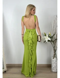 Vestido largo ajustado verde pistacho