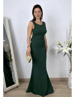 Vestido largo ajustado verde botella