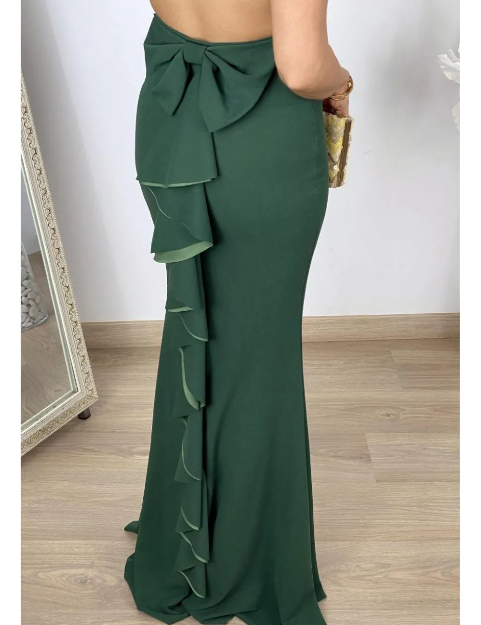 Vestido largo ajustado verde botella