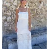 Vestido largo crochet blanco
