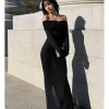Vestido largo lurex bardot negro