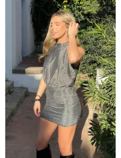 Vestido lúrex plata