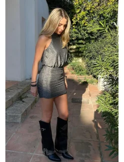 Vestido lúrex plata