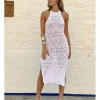 Vestido midi crochet blanco