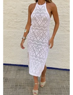 Vestido midi crochet blanco