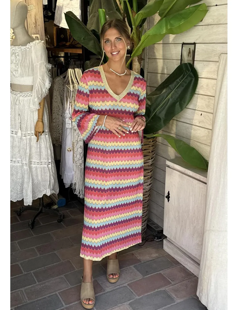 Vestido midi gasa multicolor