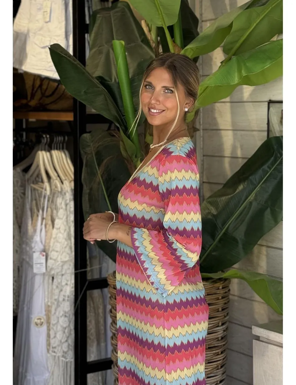 Vestido midi gasa multicolor