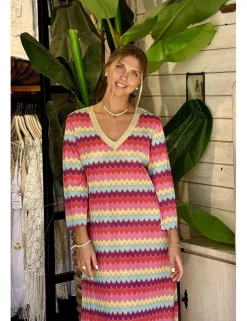 Vestido midi gasa multicolor